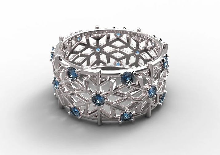 gold ring snowflake 3D Model .c4d .max .obj .3ds .fbx .stl .blend