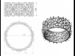 gold ring snowflake 3D Модель