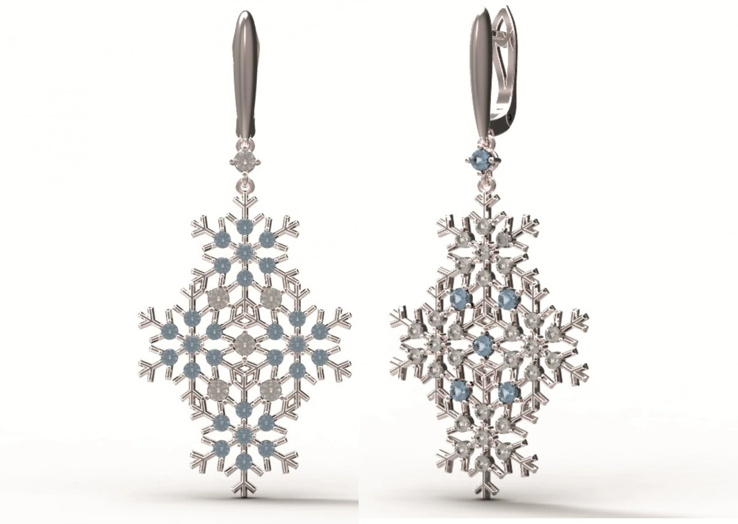 earrings gold snowflake 3D Model .c4d .max .obj .3ds .fbx .stl .blend