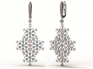 earrings gold snowflake Model 3D