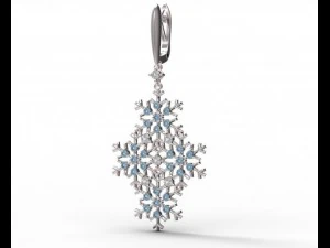 earrings gold snowflake 3D Model
