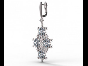 earrings gold snowflake 3D Model