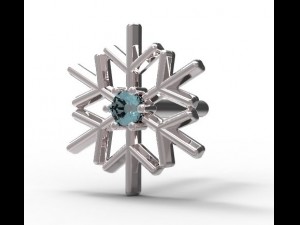earrings ear stud gold snowflake Model 3D