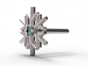 earrings ear stud gold snowflake Model 3D
