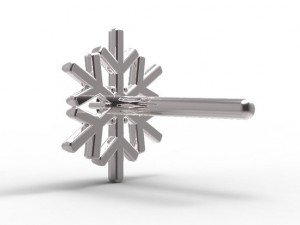 earrings ear stud gold snowflake Model 3D