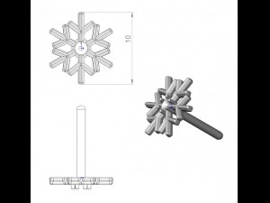 earrings ear stud gold snowflake Model 3D
