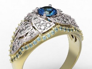 gold rings with diamonds 22 3D 모델