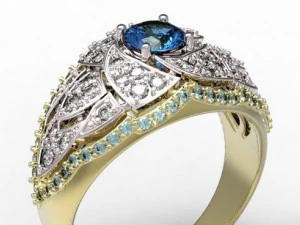 gold rings with diamonds 22 3D Model