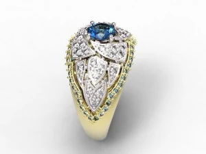 gold rings with diamonds 22 3D Model