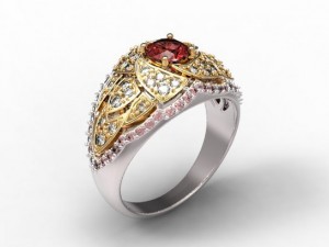 gold rings with diamonds 22 3D 모델