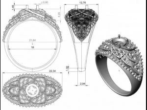 gold rings with diamonds 22 3D Model
