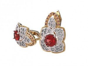gold earrings with diamonds 22 3D Model