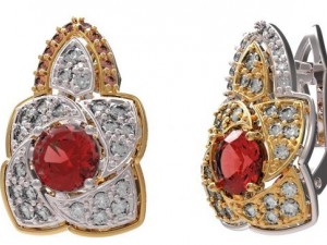 gold earrings with diamonds 22 Modèle 3D