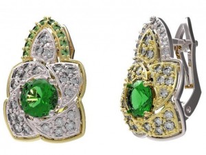 gold earrings with diamonds 22 Modèle 3D