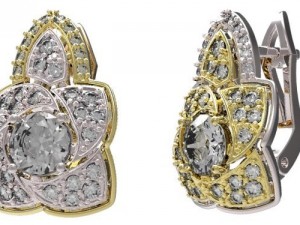 gold earrings with diamonds 22 Modèle 3D
