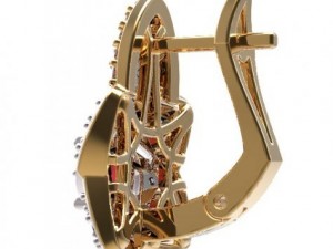 gold earrings with diamonds 22 Modèle 3D