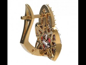 gold earrings with diamonds 22 Modèle 3D