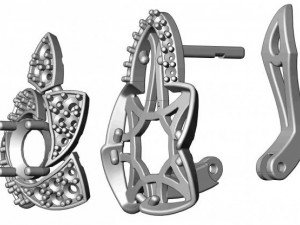 gold earrings with diamonds 22 Modèle 3D