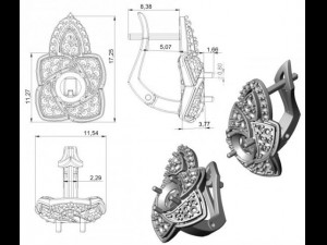 gold earrings with diamonds 22 Modèle 3D