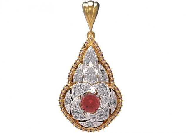gold pendant with diamonds 22 3D Модель .c4d .max .obj .3ds .fbx .stl .blend 