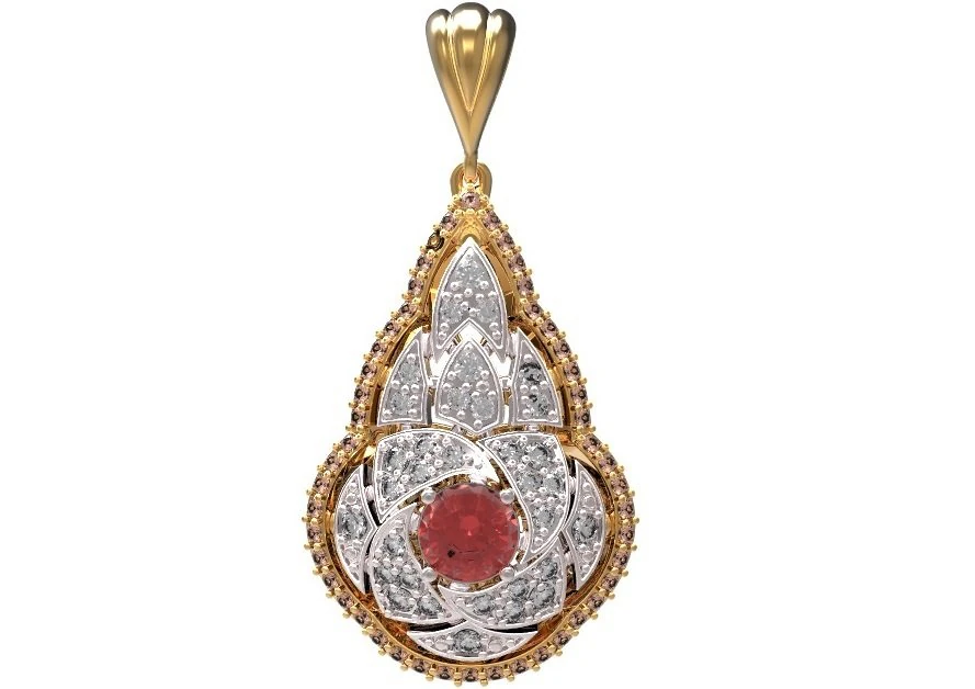 gold pendant with diamonds 22 3D Model .c4d .max .obj .3ds .fbx .stl .blend 