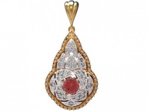 gold pendant with diamonds 22 Model 3D