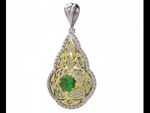 gold pendant with diamonds 22 3D Model