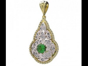 gold pendant with diamonds 22 3D Модель
