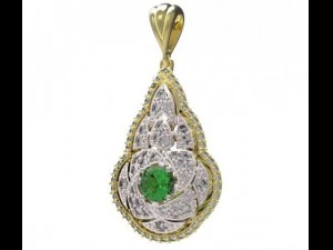 gold pendant with diamonds 22 3D Model