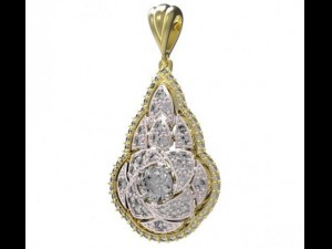 gold pendant with diamonds 22 3D Модель