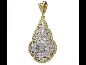 gold pendant with diamonds 22 3D Model