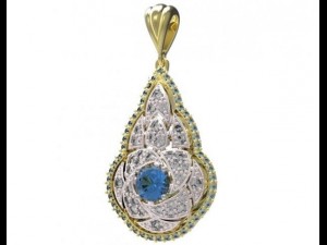 gold pendant with diamonds 22 3D Модель