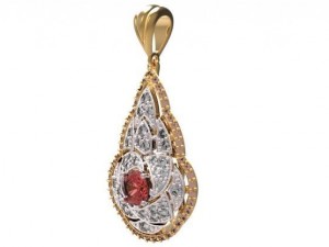 gold pendant with diamonds 22 3D Модель