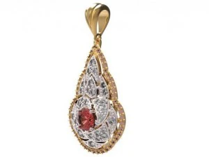 gold pendant with diamonds 22 3D Model