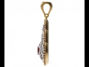 gold pendant with diamonds 22 3D Model