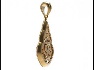 gold pendant with diamonds 22 3D Model