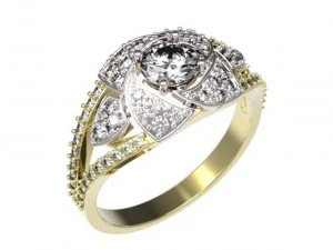 gold rings with diamonds 23 3D Model