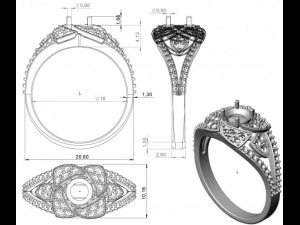 gold rings with diamonds 23 3Dモデル