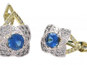 gold earrings with diamonds 23 3D Model