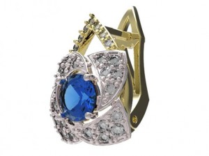 gold earrings with diamonds 23 3D-Modell