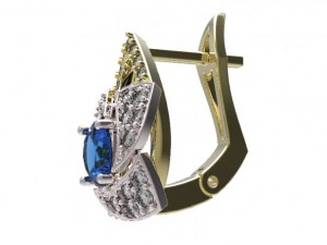 gold earrings with diamonds 23 3D-Modell