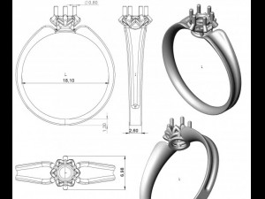 gold rings with diamonds 24 3D Model