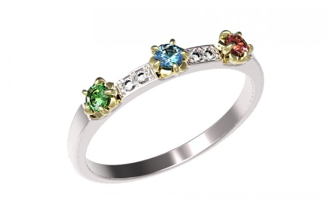 gold ring with diamonds sapphires rubies and emera 3D Model .c4d .max .obj .3ds .fbx .stl .blend 