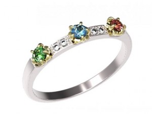 gold ring with diamonds sapphires rubies and emera 3D Model