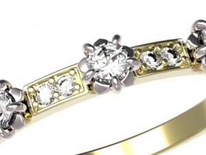 gold ring with diamonds sapphires rubies and emera 3D Model