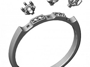 gold ring with diamonds sapphires rubies and emera 3D Model