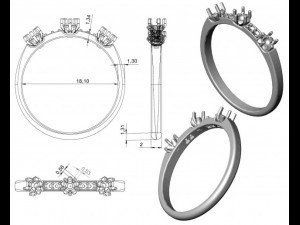 gold ring with diamonds sapphires rubies and emera 3D Model
