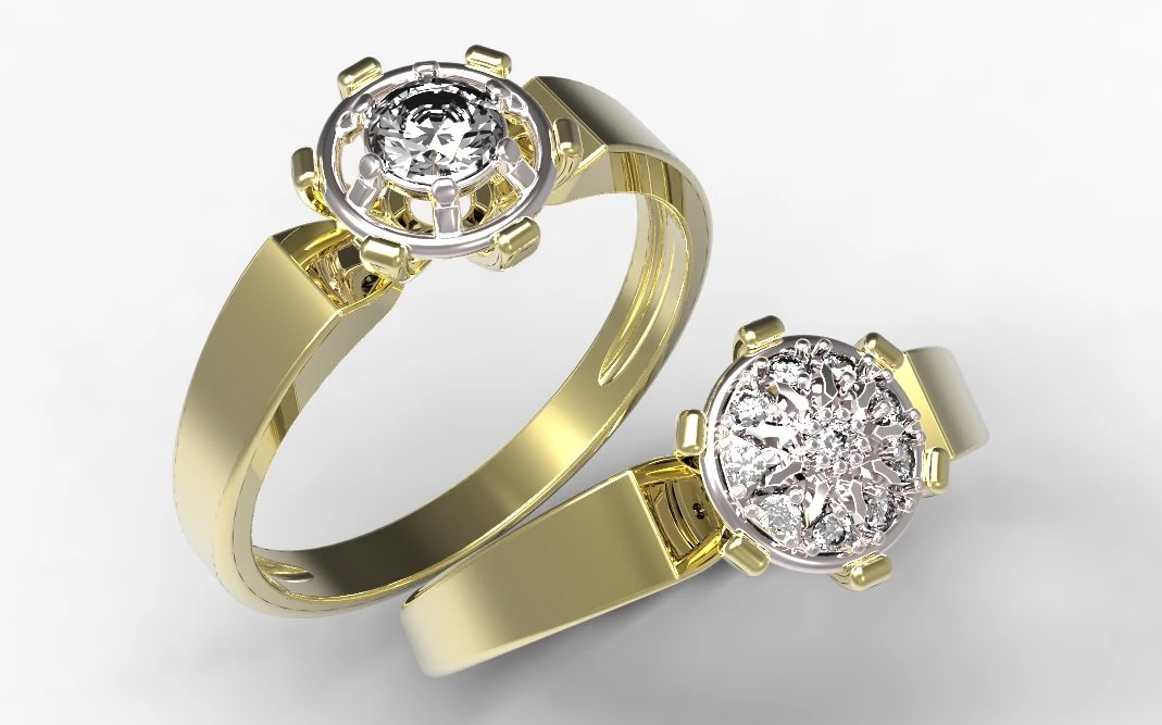 gold rings with diamonds 25 3D Model .c4d .max .obj .3ds .fbx .stl .blend