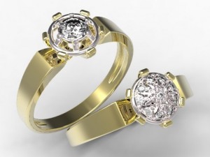 gold rings with diamonds 25 3D Model