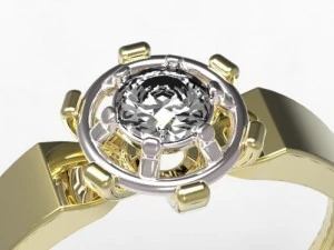 gold rings with diamonds 25 3D Model